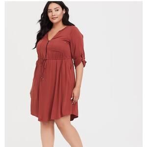 Torrid rust orange zip front drawstring waist dress size 2 or 2X